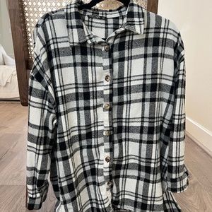 Black and White Long Sleeve Plaid Shirt, Nasty Gal x Maeve Reilly, Size 6